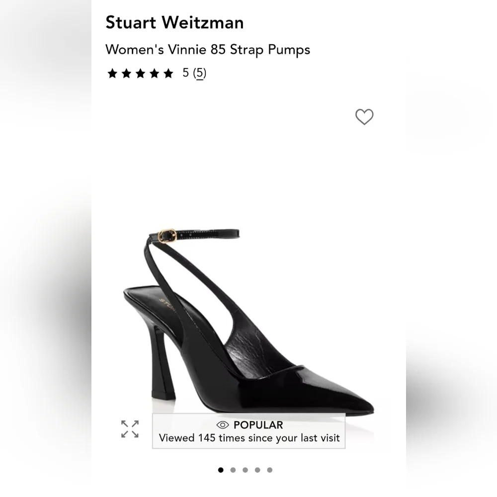 Stuart Weitzman Black Patent Leather Womens Vinnie 85 Strap Pumps Heels Size 8 - Picture 1 of 9
